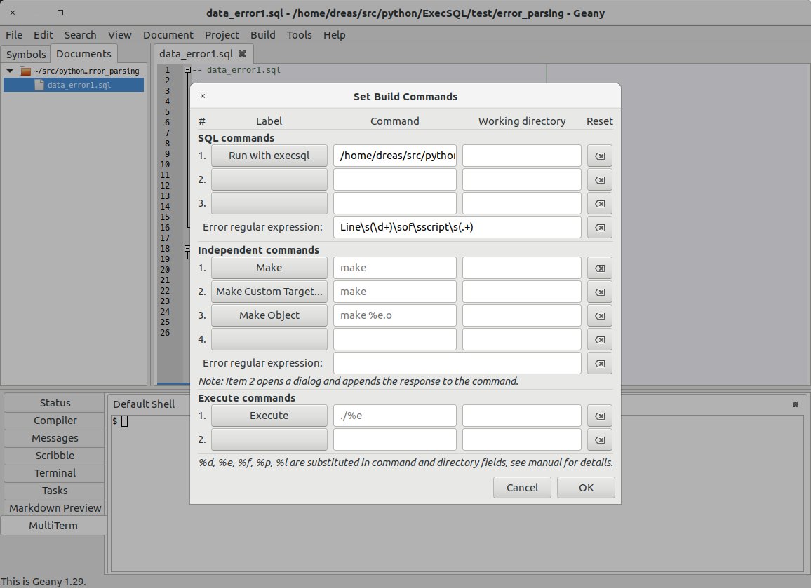 The Geany dialog to set build commands