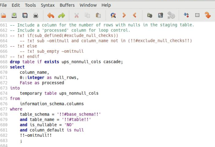 Execsql metacommand highlighting in Vim